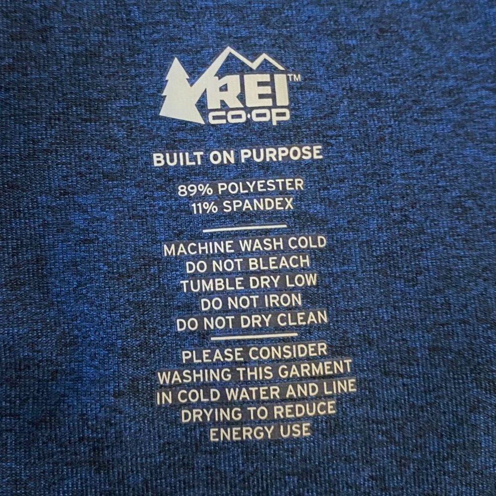 REI Co-op Quarter Zip Shirt Blue Men's Large Athletic Stretch Hiking Base-Layer - Picture 9 of 12